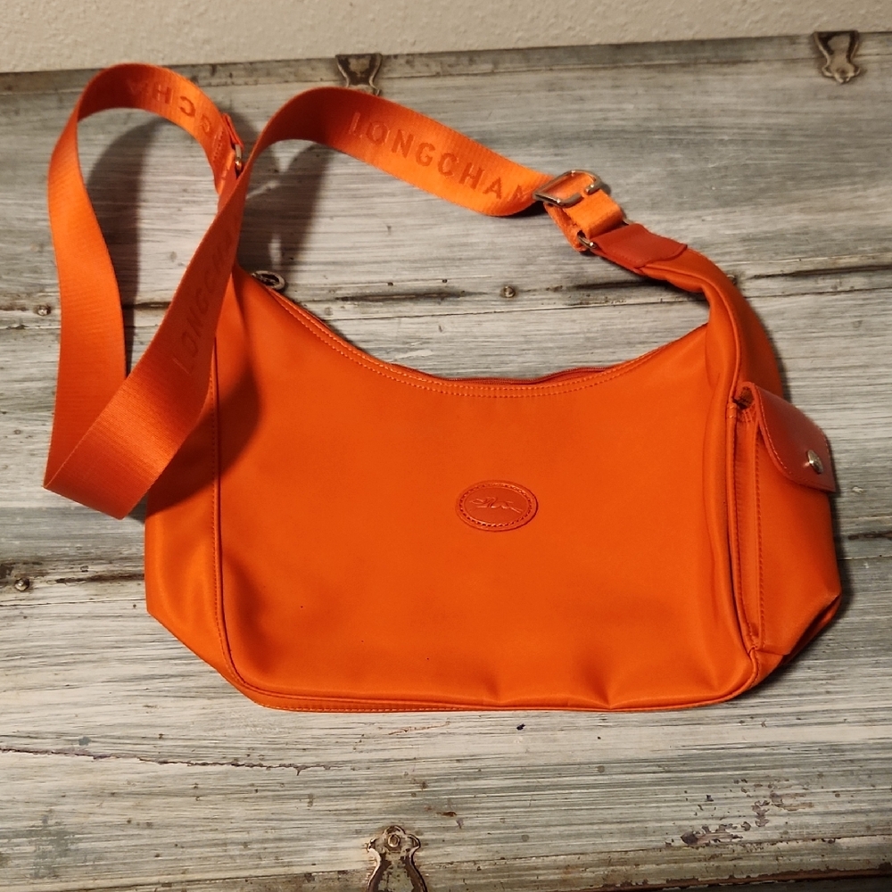 Vibrant Orange Hobo Shoulder Bag with Wide Strap